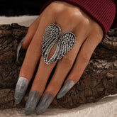Vintage Silver Color Angel Wings Metal Rings